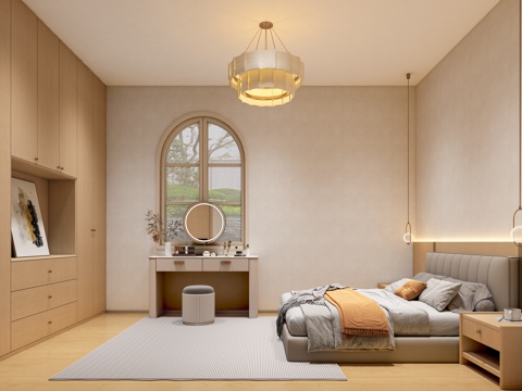  咸蛋简约卧室3d模型 