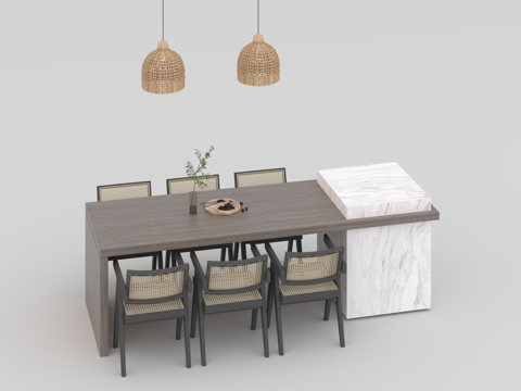  餐桌组合3d模型 