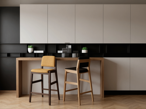 现代简约吧台组合 吧台 吧椅 饰品 吧台柜su模型