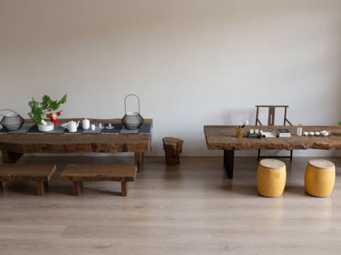 经典茶桌椅组合su模型