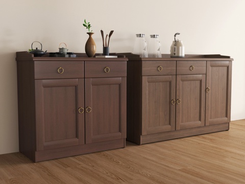 新中式餐边柜 备餐柜 茶水柜su模型