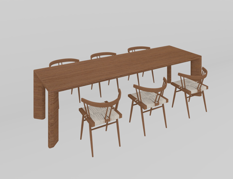  餐桌组合3d模型 