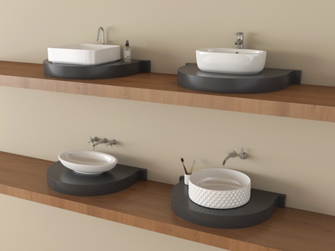  现代陶瓷台盆 台上盆 洗手洗脸盆 水槽su模型 