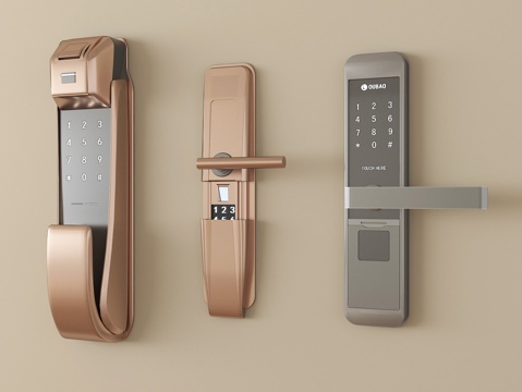 现代指纹锁 智能锁 密码锁su模型