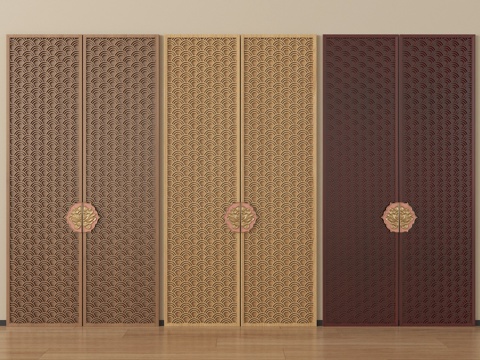  新中式门板 墙面板 护墙板su模型 