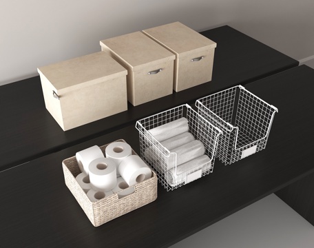  家居收纳组合 多材质收纳容器 卫生间收纳 简约收纳盒3d模型 