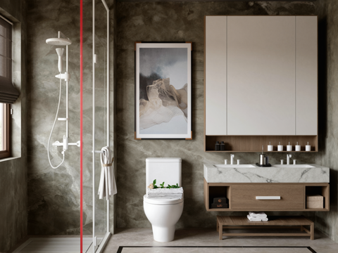  现代家居卫生间su模型 