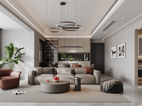  现代客餐厅3d模型 