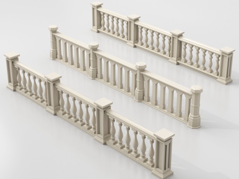  欧式围栏 护栏 阳台护栏 石材栏杆su模型 