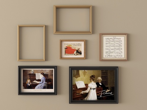  现代中古风装饰挂画 相框 装饰画框3d模型 