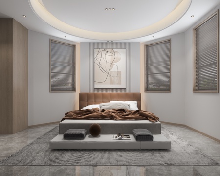  现代卧室床3d模型 