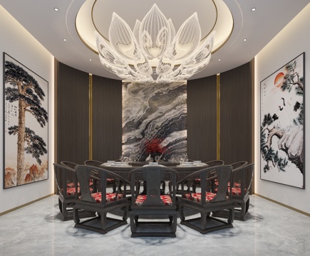  中餐厅包间餐桌椅3d模型 