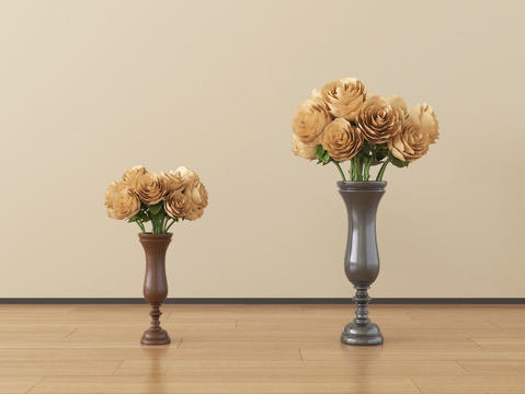  法式花瓶花艺 干花插花3d模型 