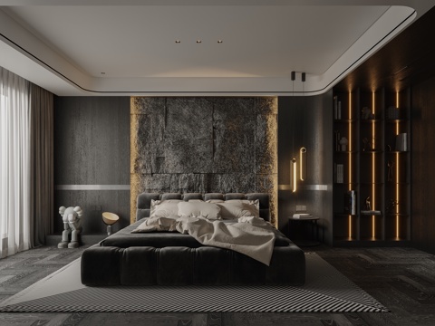  暗黑卧室衣帽间3d模型3d模型 