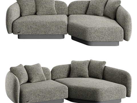  三人沙发3d模型 