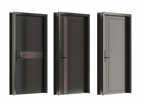 现代入户防盗门su模型