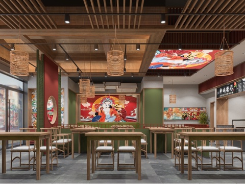  中国风餐饮大厅3d模型 