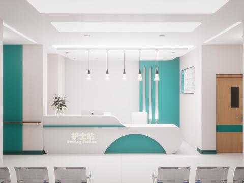 0066护士站 医院前台 咨询台 接待台su模型