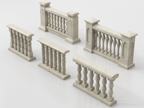 欧式围栏 护栏 阳台护栏 石材栏杆3d模型 