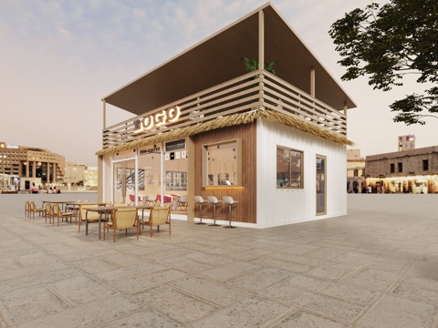  集装箱咖啡店外观3d模型 
