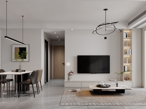  现代客餐厅3d模型 