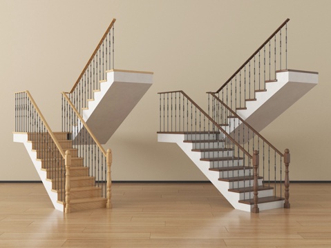  新中式楼梯扶手梯 楼梯栏杆护栏3d模型 