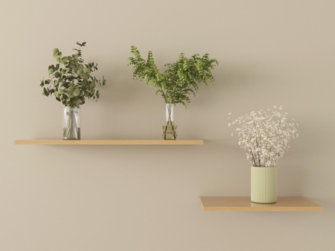  现代花瓶饰品摆件组合 绿植 盆栽3d模型 