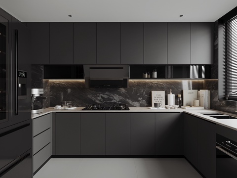 现代家居厨房su模型