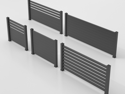  现代铁艺栏杆 护栏 围栏 铁艺栅栏 防护栏 阳台栏杆3d模型 