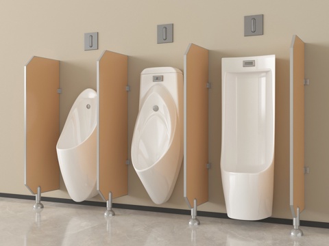  现代小便斗 小便器 小便池su模型 