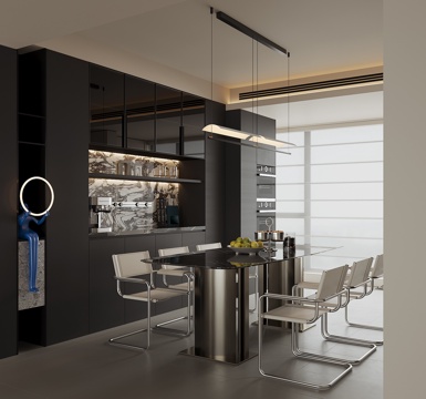 现代家居餐厅su模型