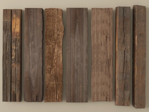 中式木头木板木条 旧木板老木头木块su模型