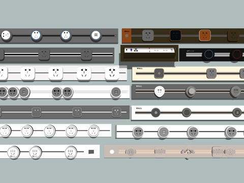 现代风格轨道插座厨房插座五孔插座su模型