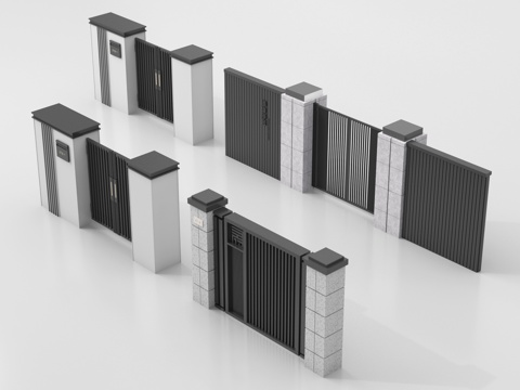  现代庭院门 户外庭院门 别墅大门3d模型 