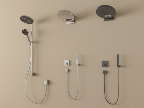  现代花洒 淋浴花洒 不锈钢花洒3d模型 