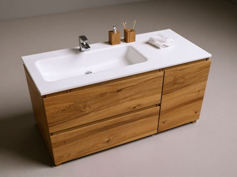 木质一体式盆洗手台su模型