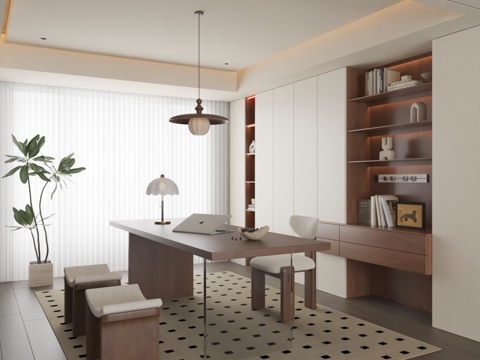  中古风书房3d模型 