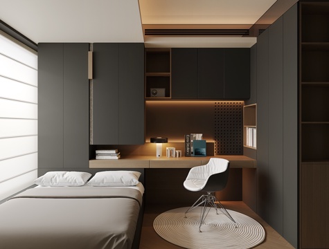 现代榻榻米卧室su模型