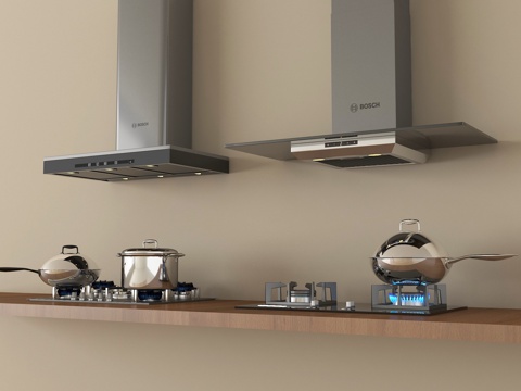  现代油烟机 燃气灶 灶具 炉具3d模型 