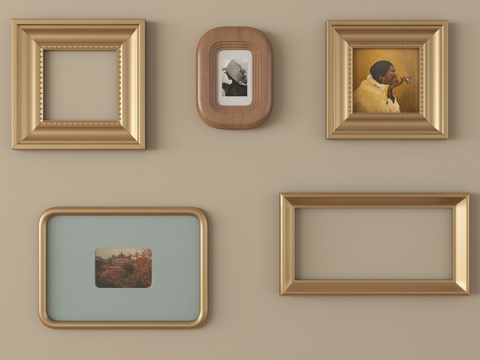  法式相框 装饰画框 镜框3d模型 