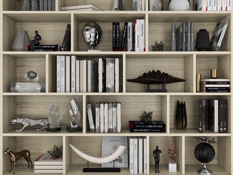  带书与装饰的架子113d模型 