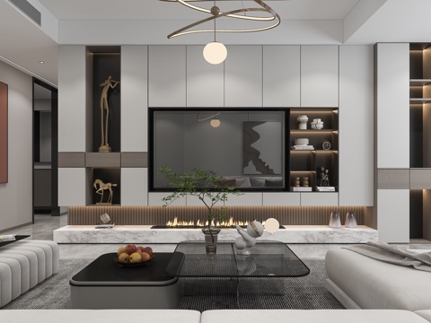  现代客餐厅沙发桌椅3d模型 