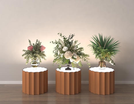 花艺装饰 轻奢花束 现代花架 客厅装饰花 自然风花艺su模型