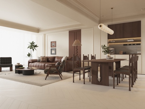  中古风客餐厅3d模型 