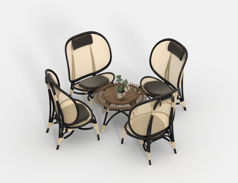  餐桌组合3d模型 