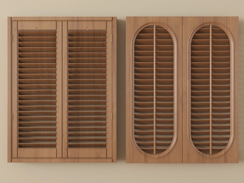 中古风衣柜门 百叶门 门板 家具门su模型