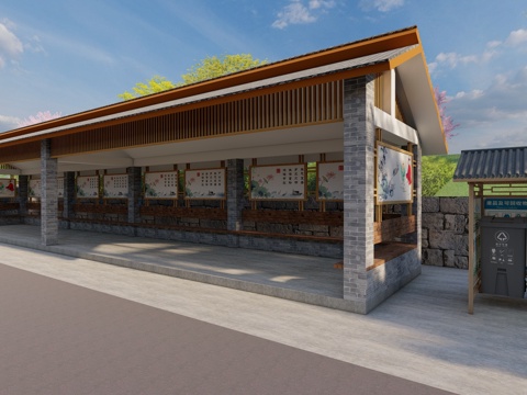  休闲廊亭su模型 