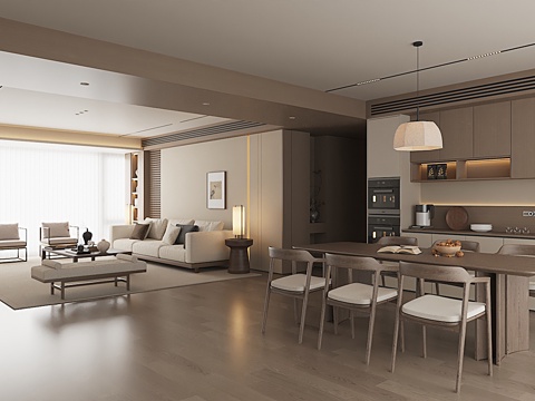  现代意式客餐厅3d模型 