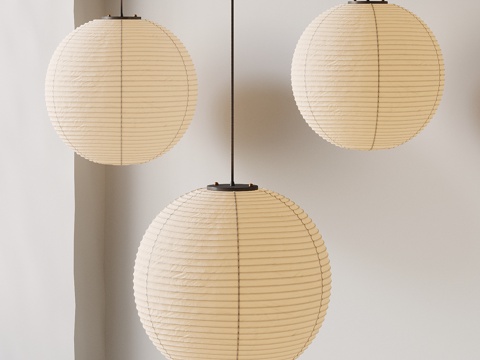 侘寂风日式灯笼 野口勇吊灯 日式吊灯su模型