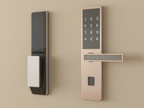  现代指纹锁 智能锁 密码锁3d模型 